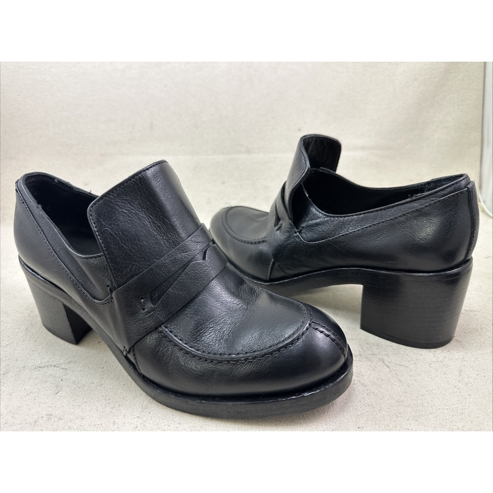 Ernesto Dolani Black Leather Women High Heel Loafers Shoes EU 38 US 8 Made Italy